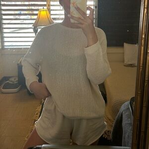 LOFT Classic White Crew Neck Sweater